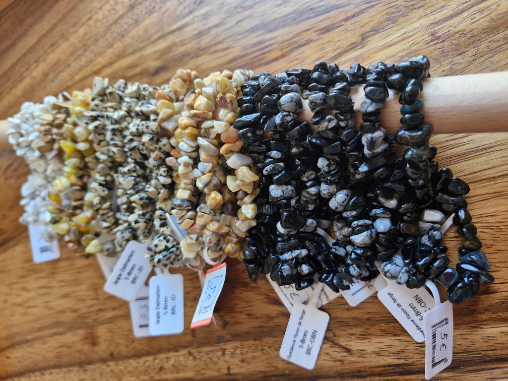 Bracelets baroques en chips de minéraux
