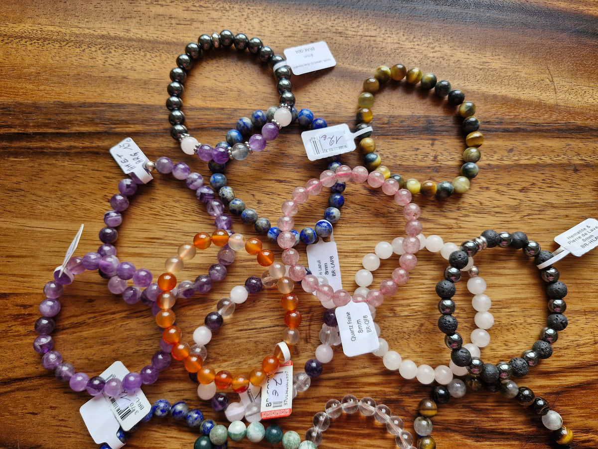 Bracelet billes 8 mm au choix