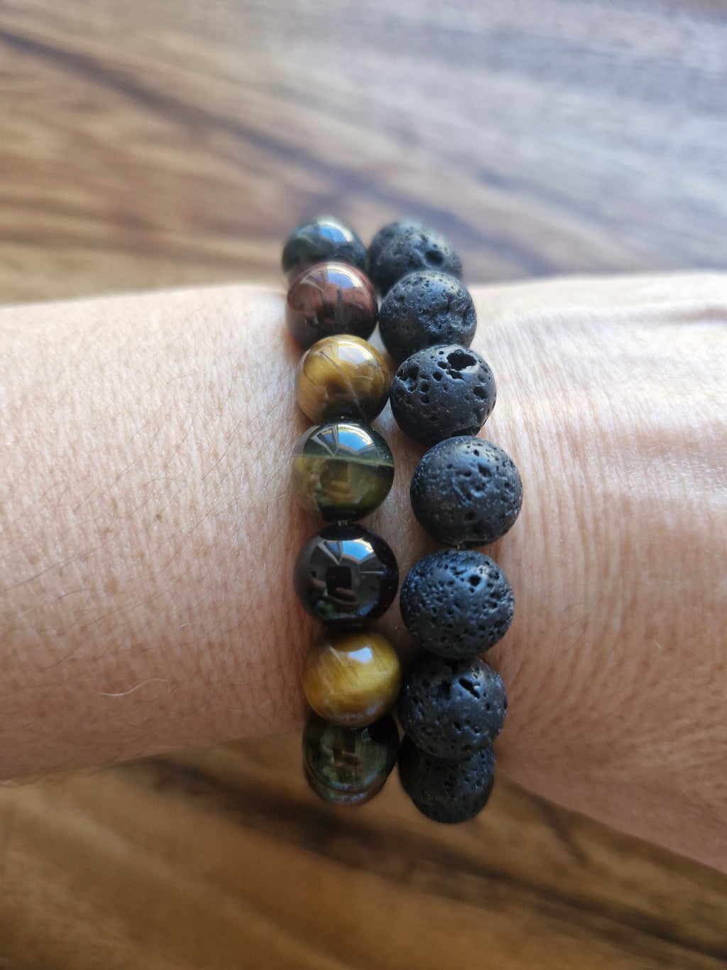 Bracelet Homme – Pierre de Lave ou 3 Œils (Tigre, Faucon, Taureau) | Billes 10mm