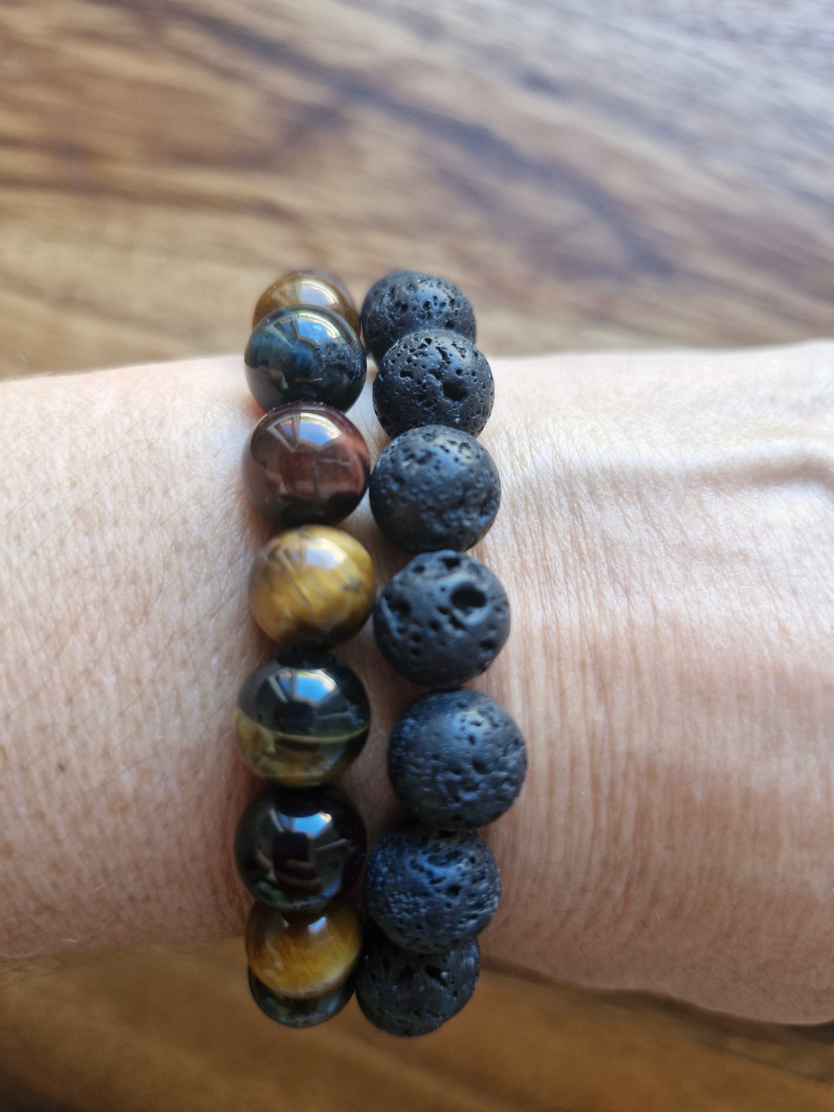 Bracelet Homme – Pierre de Lave ou 3 Œils (Tigre, Faucon, Taureau) | Billes 10mm