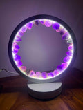 Lampe ronde sur socle en pierre naturelle