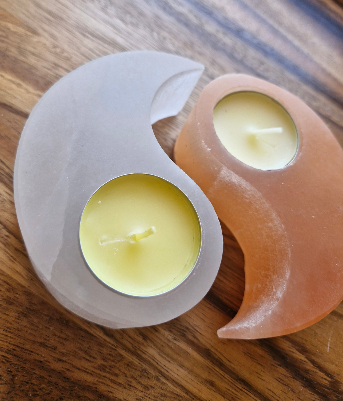 Lot de 2 bougeoirs sel d'Himalaya yin yang