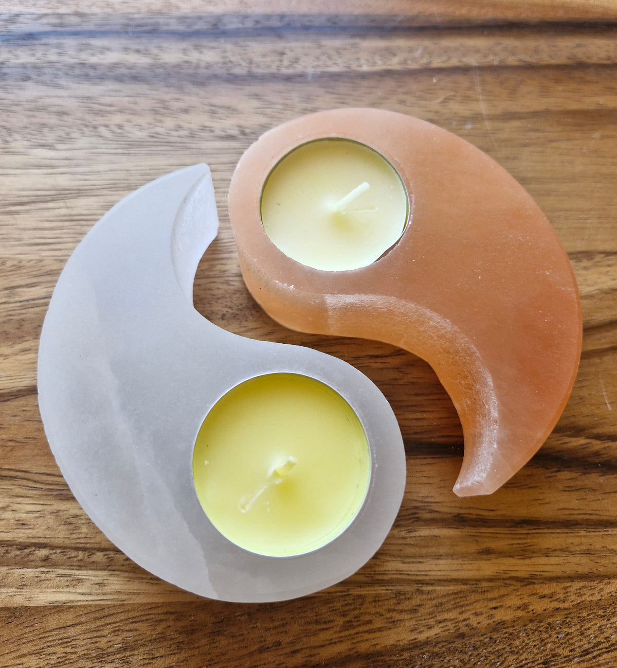 Lot de 2 bougeoirs sel d'Himalaya yin yang