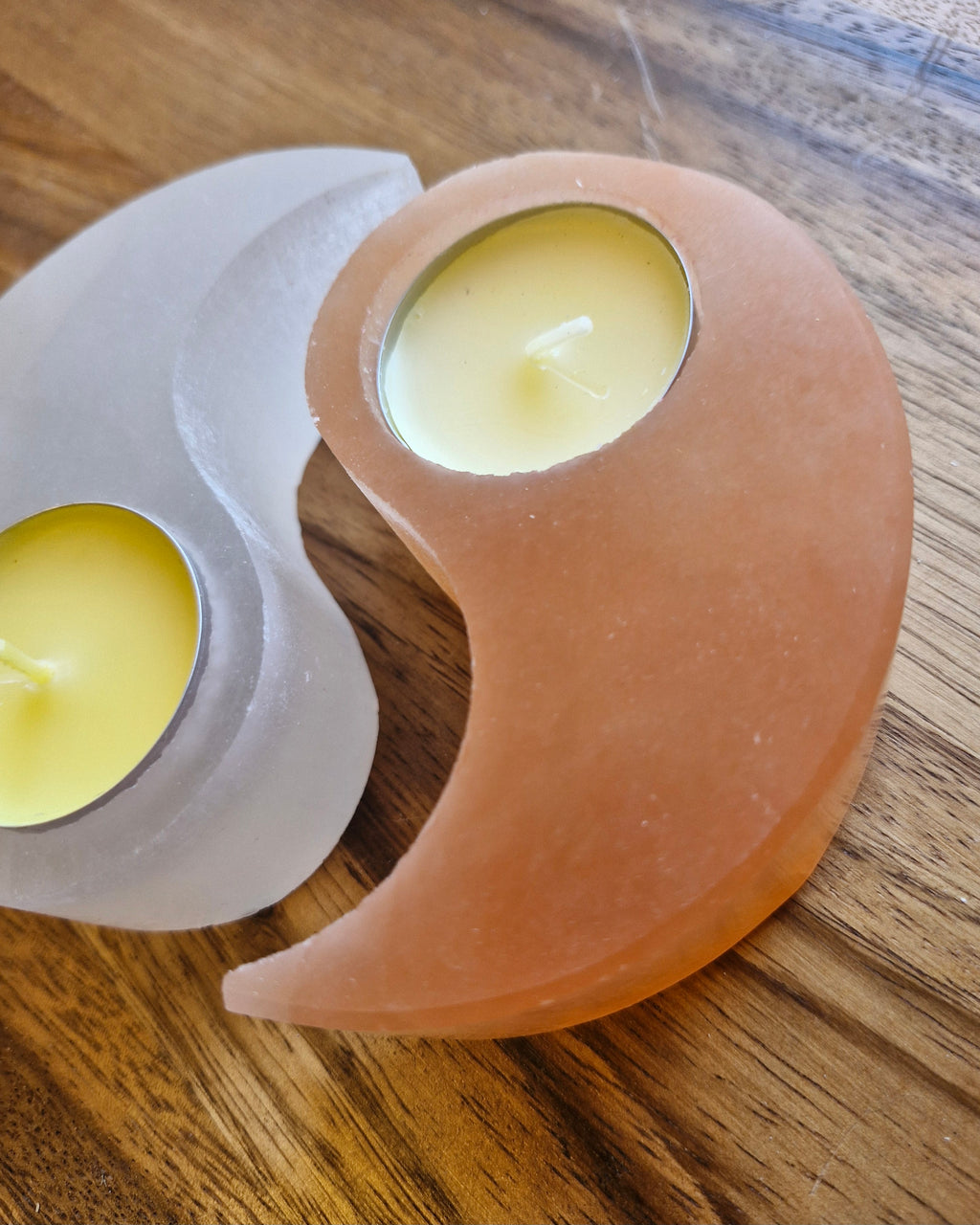 Lot de 2 bougeoirs sel d'Himalaya yin yang